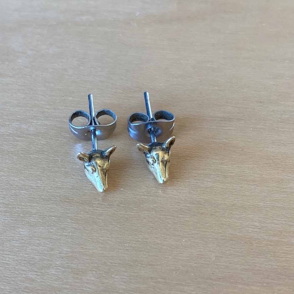Verameat Brass Fawn Stud Earrings